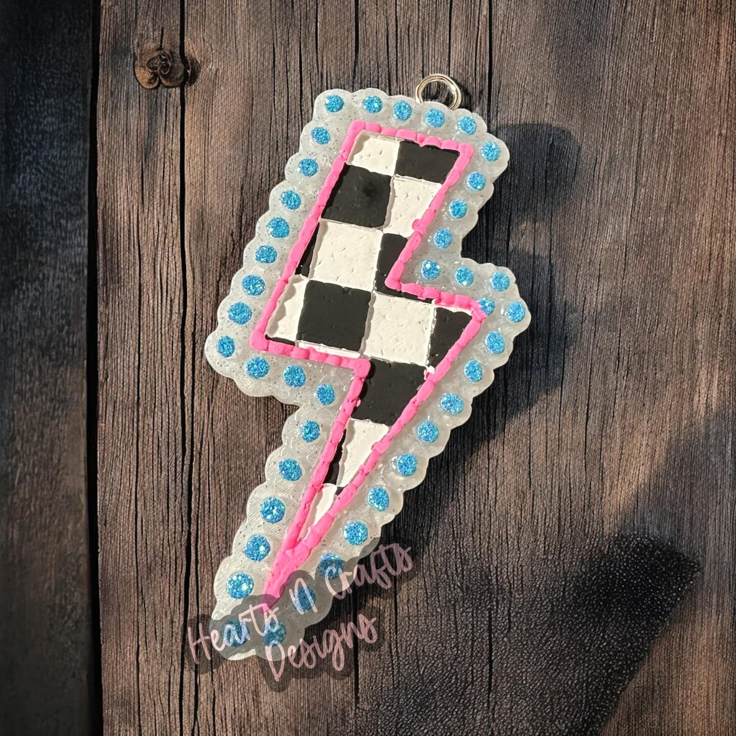 Checkered Lightening Bolt Car Freshie