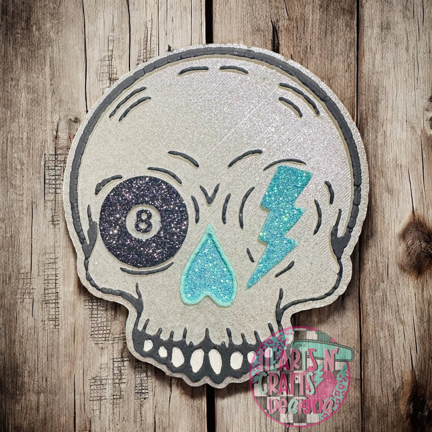 Skull 8 Ball w/ Lightening Bolt Car Freshie