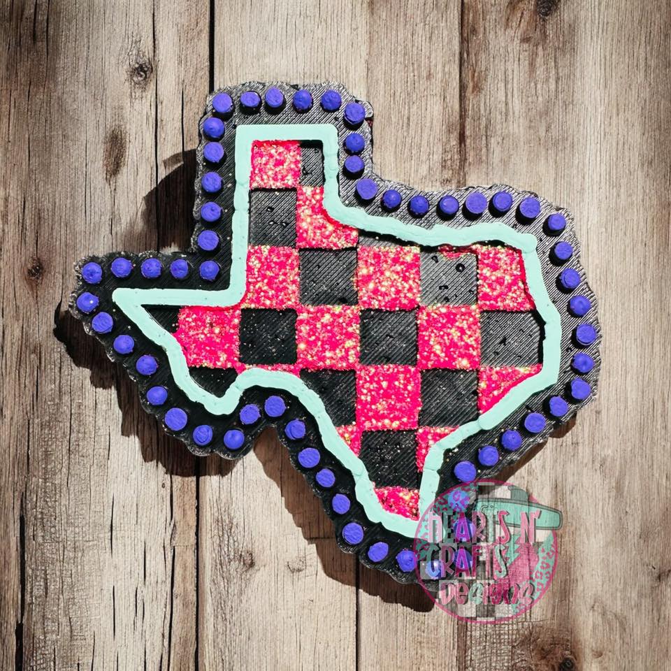 Texas Checkered w/ Vent Clips Car Freshie Set