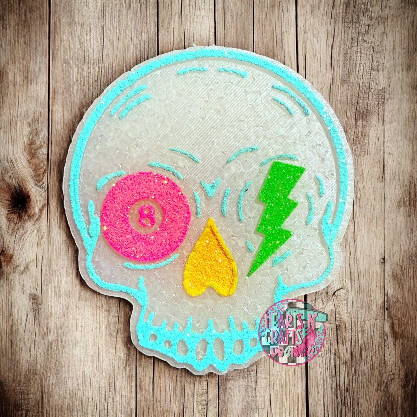 Skull 8 Ball w/ Lightening Bolt Car Freshie