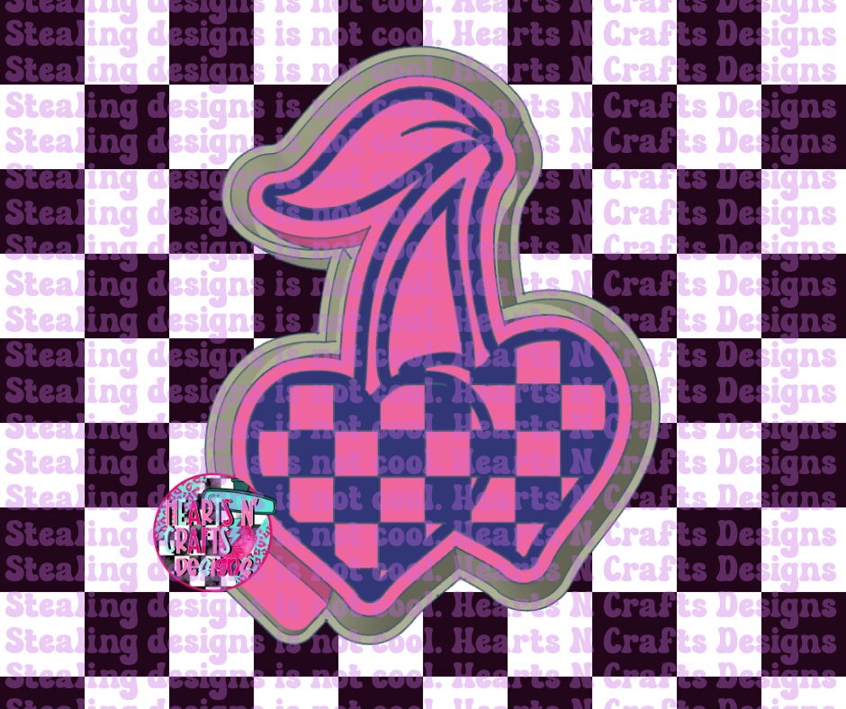 Checkered Cherry Hearts Silicone Mold