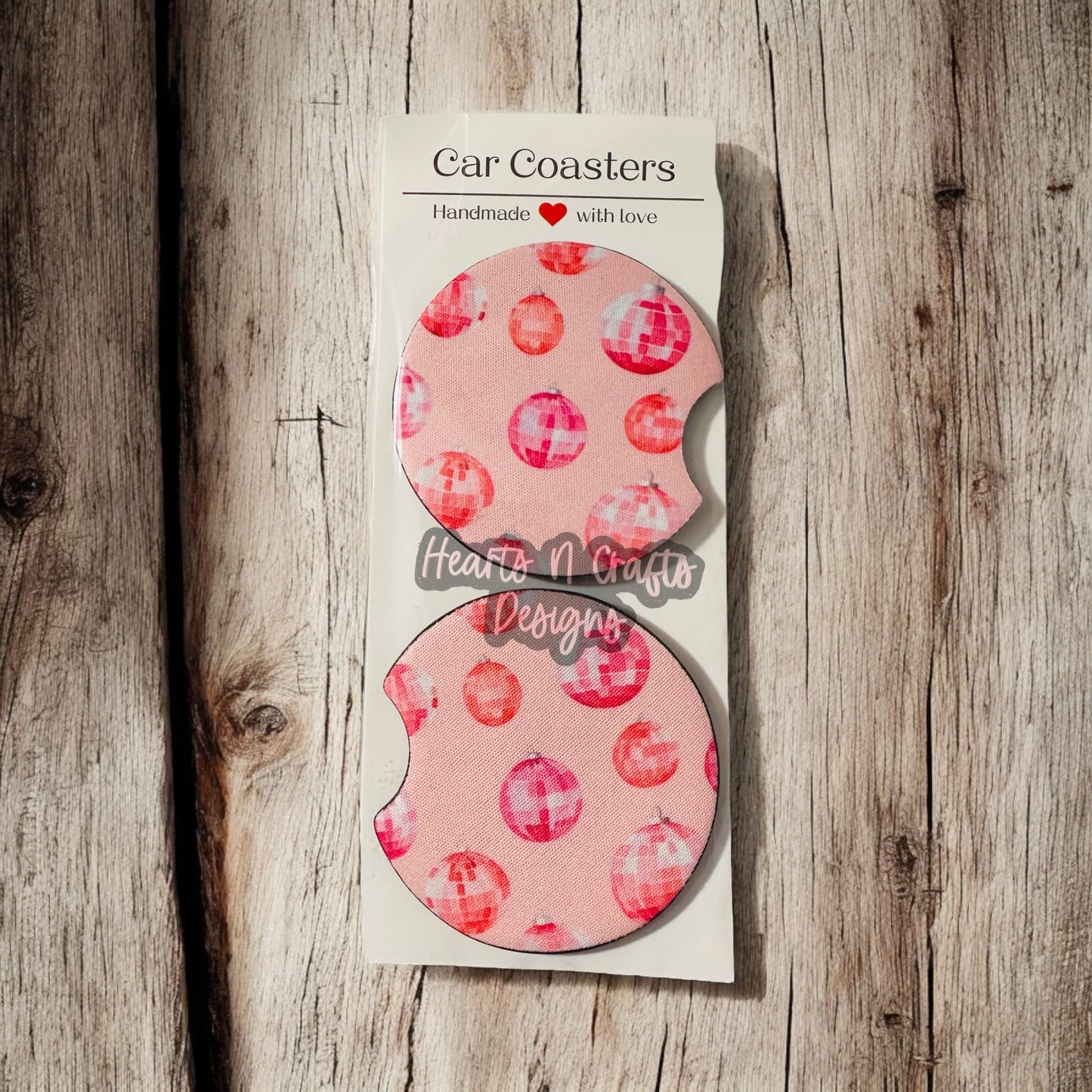 Pink Disco Balls Car Coasters