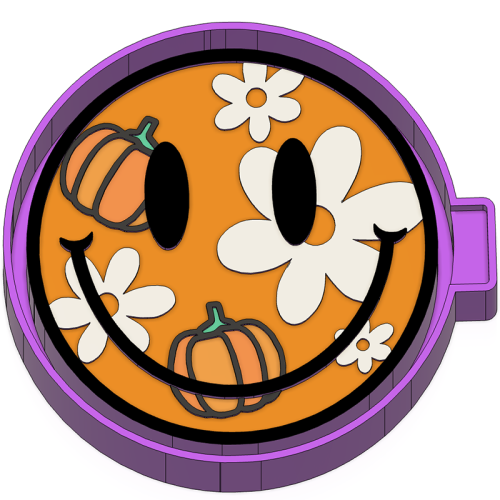 Smiley Pumpkins & Flowers Silicone Mold