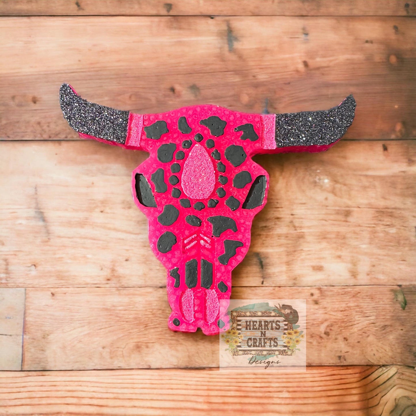 Cow Print Squash Blossom Bull Skull Car Freshie