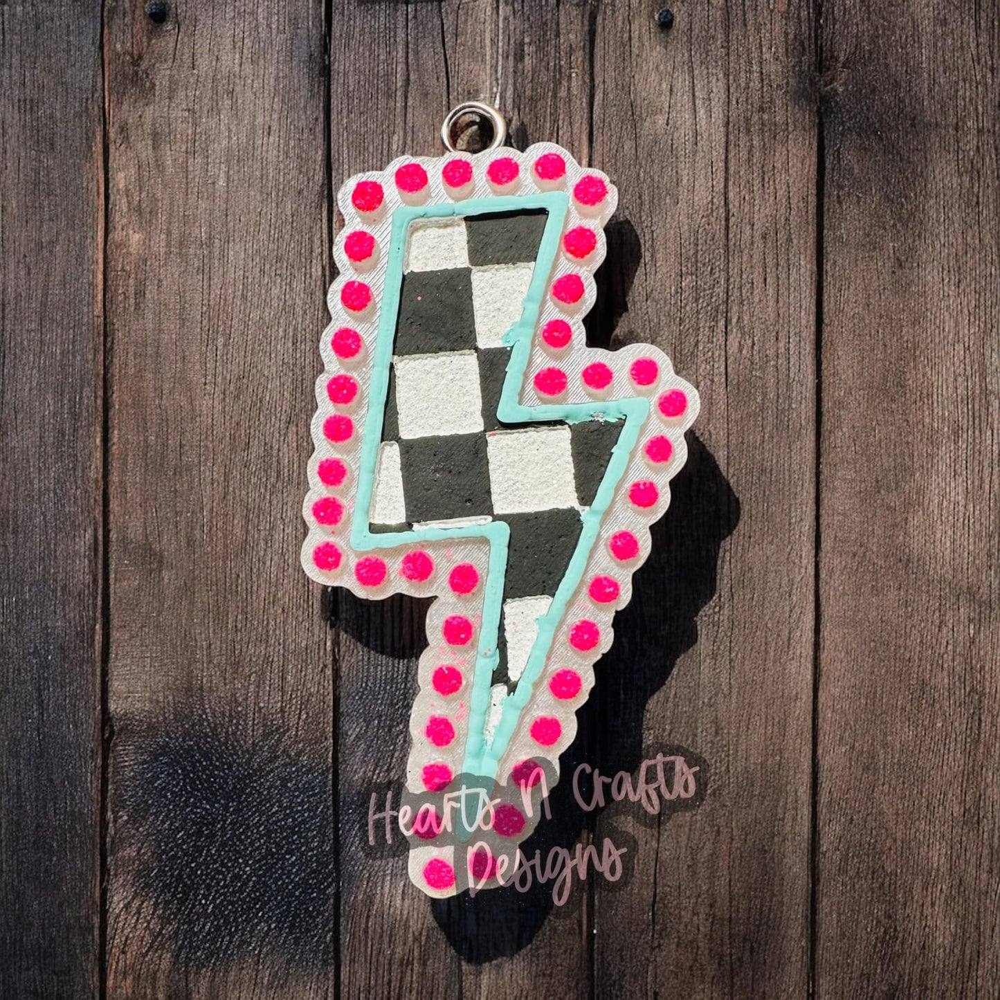 Checkered Lightening Bolt Car Freshie