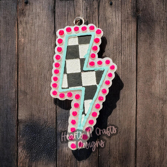 Checkered Lightening Bolt Car Freshie