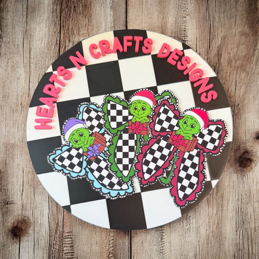 Baby Green Guy Checkered Bow Cardstock - Set of 12