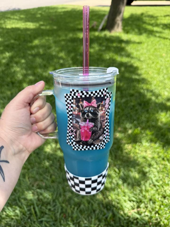 Black & White Checkered Silicone Tumbler Boot