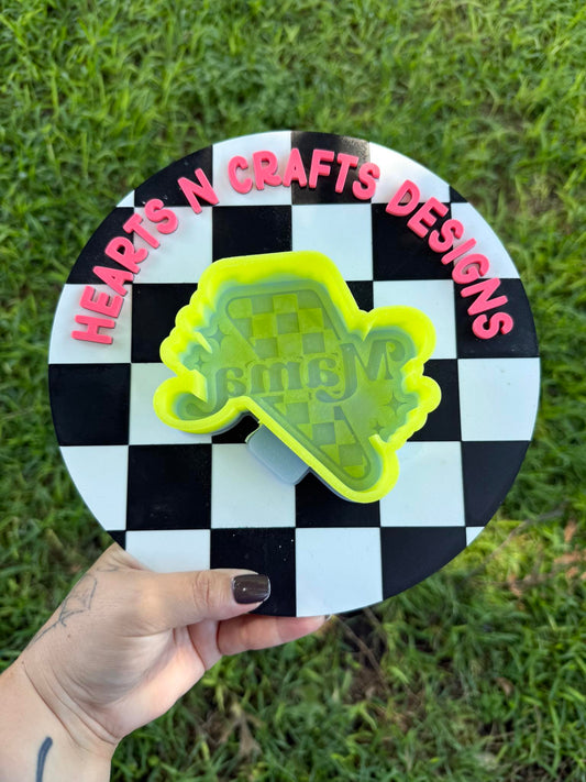 Mama Checkered Lightening Bolt Silicone Mold
