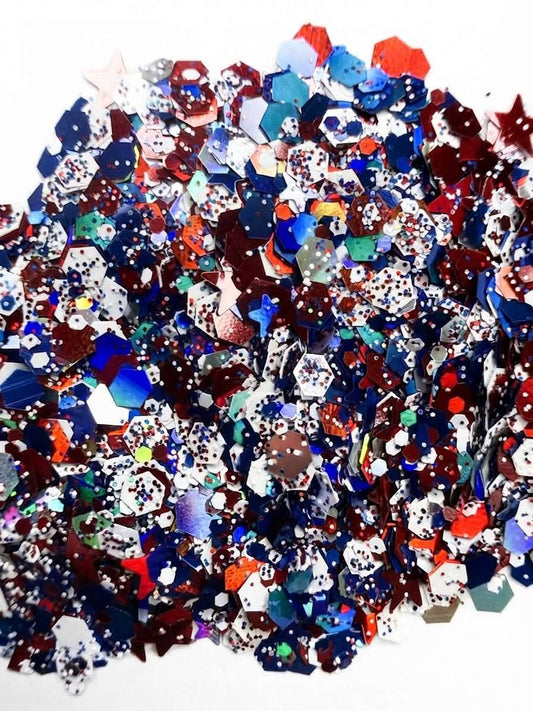 Red, White, & Riot Holographic Chunky Mix - 2 oz