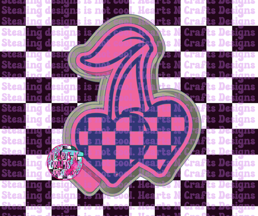 Checkered Cherry Hearts Silicone Mold