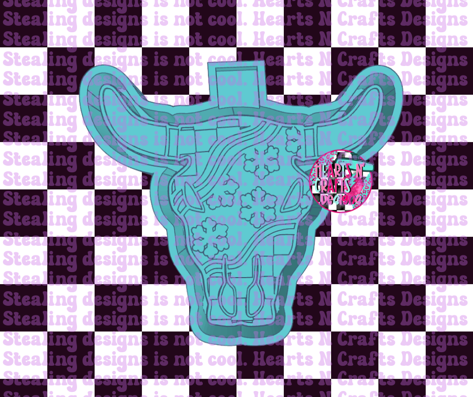Checkered Snowflake Bull Silicone Mold