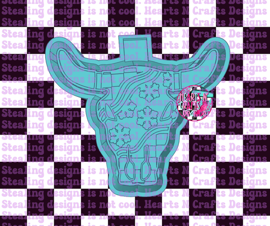 Checkered Snowflake Bull Silicone Mold