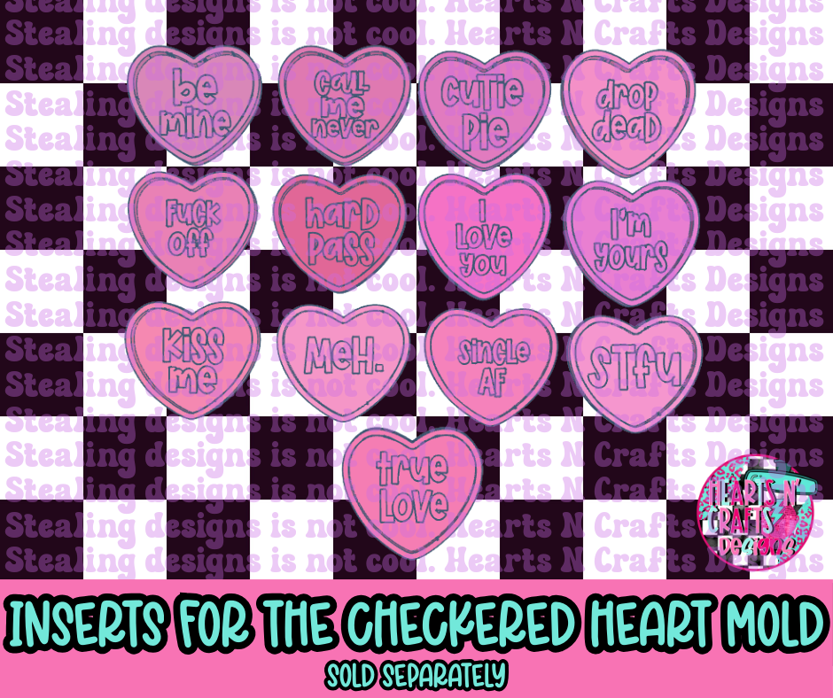 Checkered Heart PLUS Inserts Silicone Mold