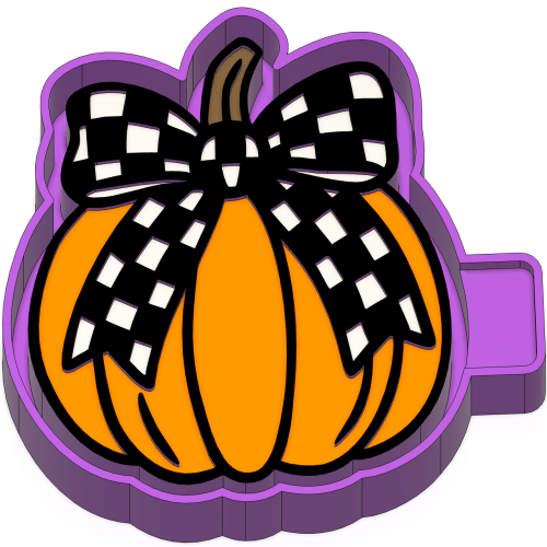 Pumpkin Checkered Bow Silicone Mold