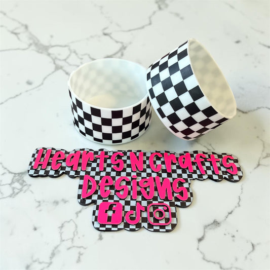 Black & White Checkered Silicone Tumbler Boot