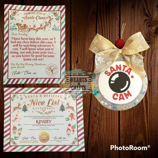 Santa Cam Car Freshie w/ Certificate & Letter From Santa