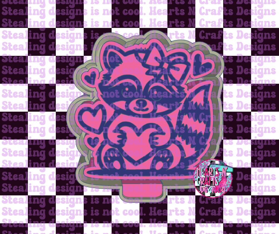 Valentines Day Racoon Silicone Mold