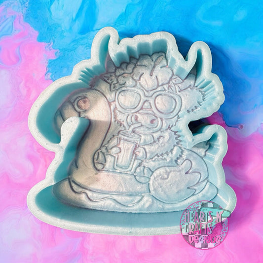 Highland Cow on Flamingo Floaty Silicone Mold