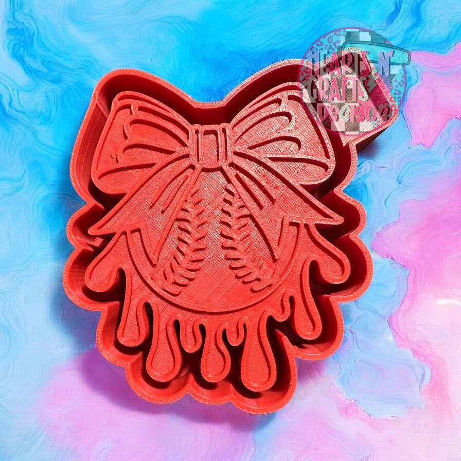 Softball/Baseball Drip w/ Bow Silicone Mold