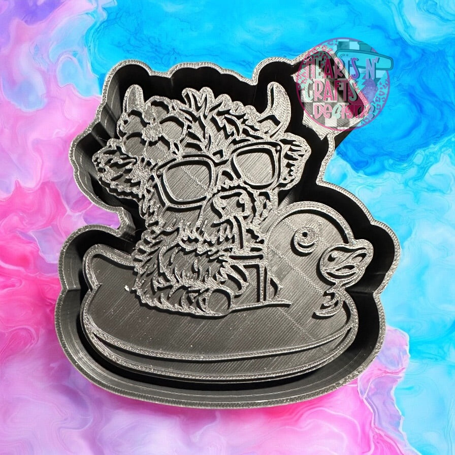 Highland Cow on Duck Floaty Silicone Mold