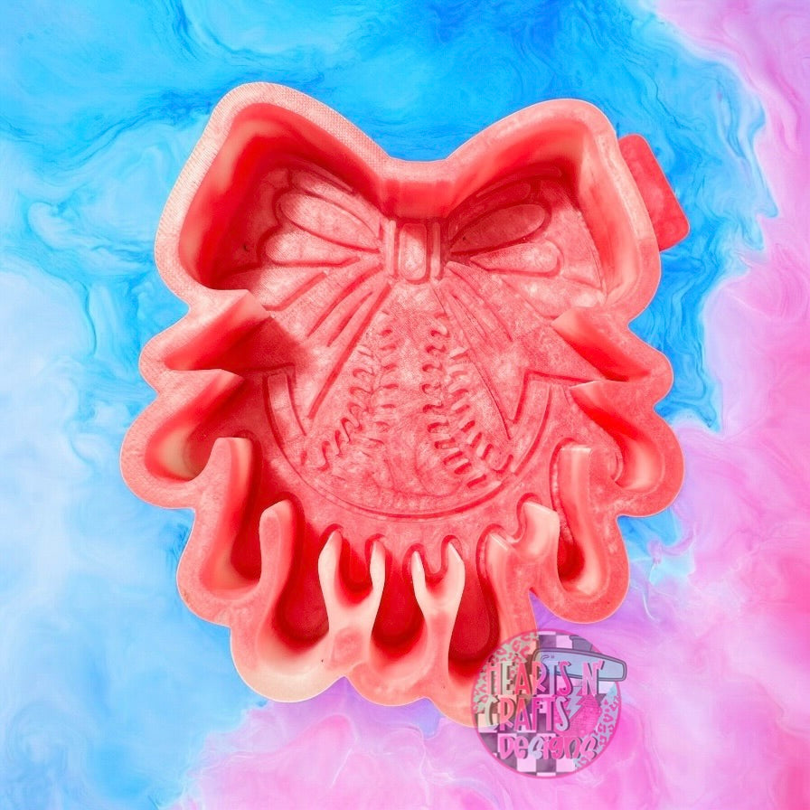 Softball/Baseball Drip w/ Bow Silicone Mold