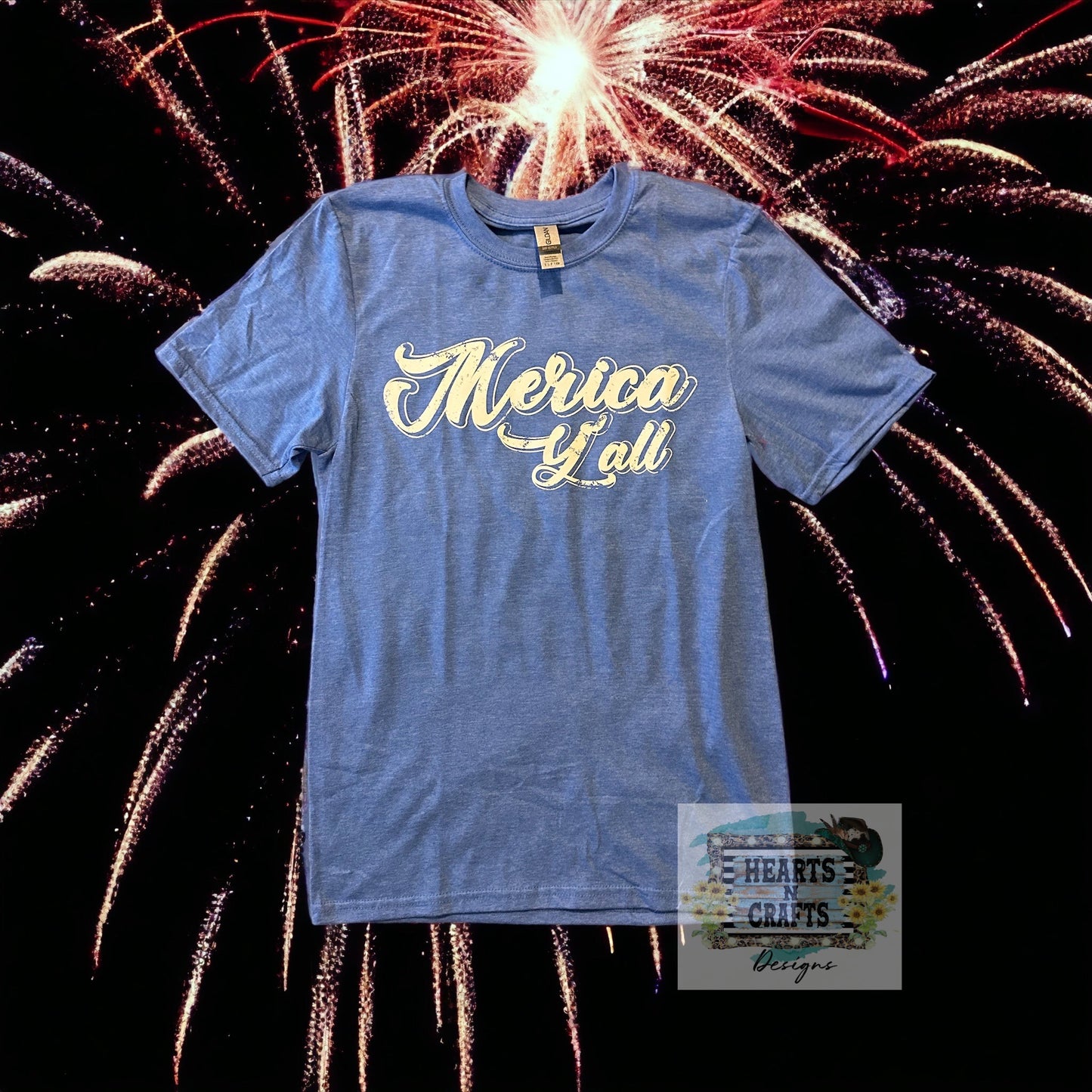 'Merica Y'all Blue T-Shirt - RTS