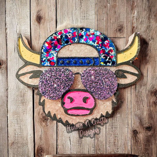 Highland Cow Backwards Hat Car Freshie